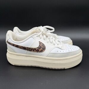 Nike Court Vision Alta White Leopard Shoes Sneakers DO2791-100 Women's Size 10